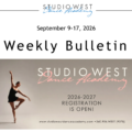 Studio West Weekly Bulletin | September 9, 2026
